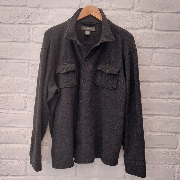 Banana Republic Wool Blend Mens Shirt Jacket Flannel Shacket XL Gray Sport Coat, - Picture 1 of 11